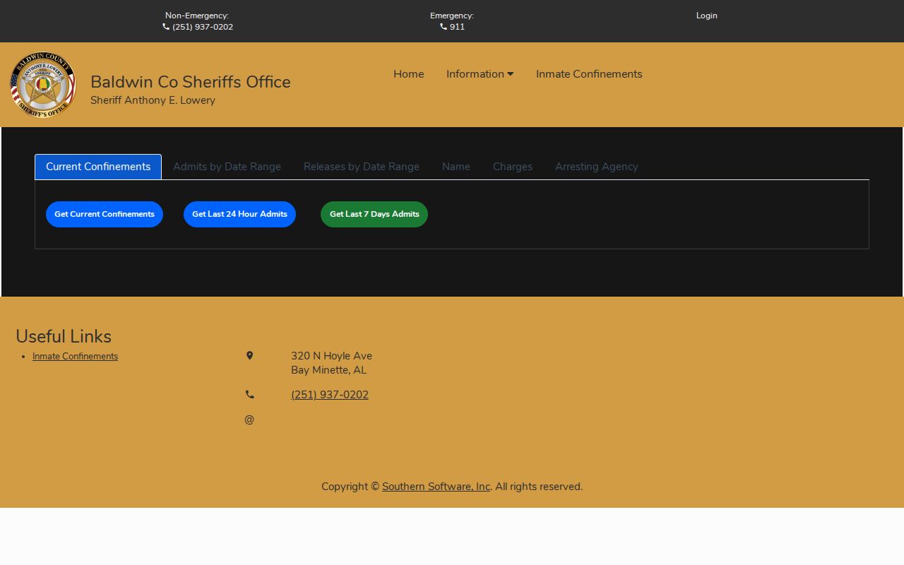 Baldwin County arrest records current-inmate verification interface
