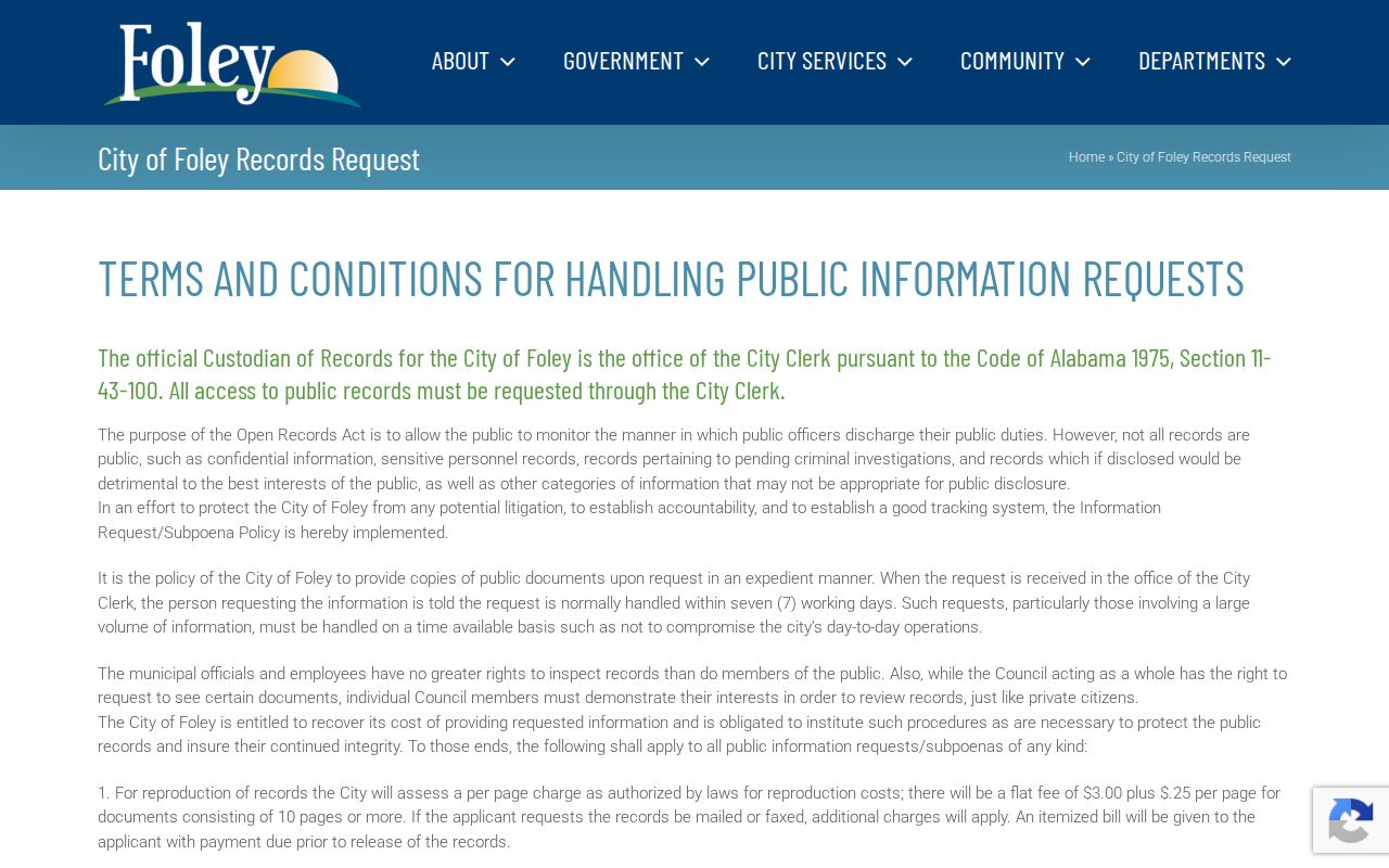 Foley criminal records request for Baldwin County record access