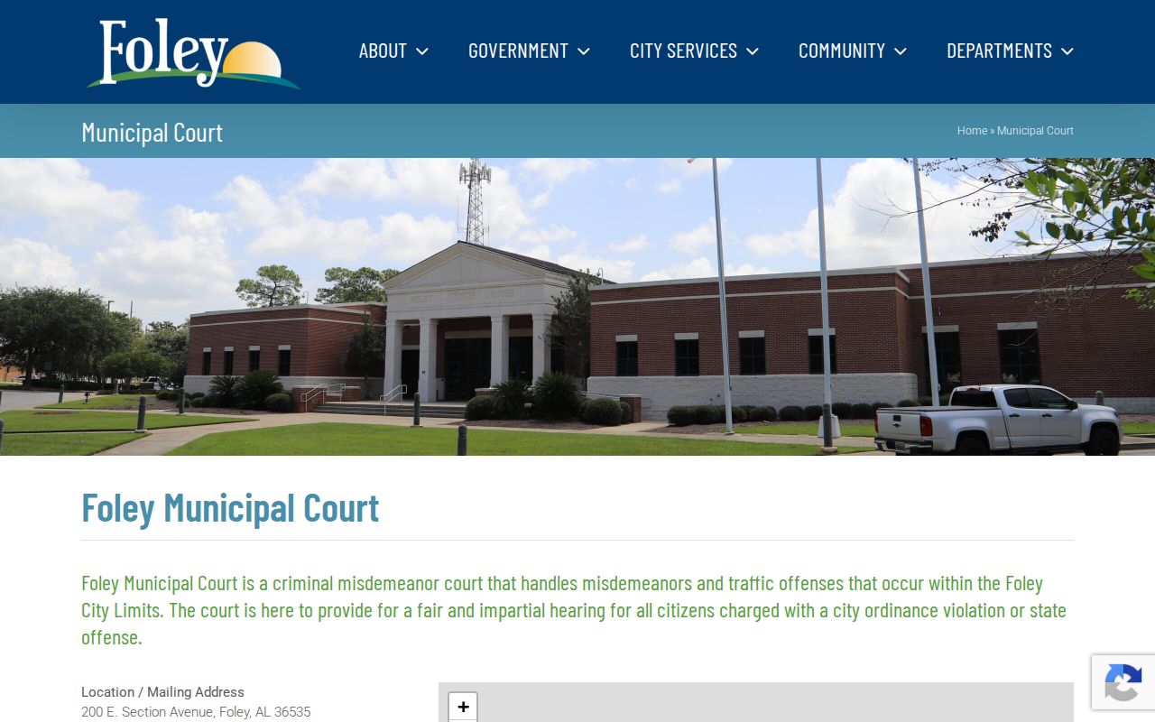 Foley Municipal Court information for Baldwin County criminal records