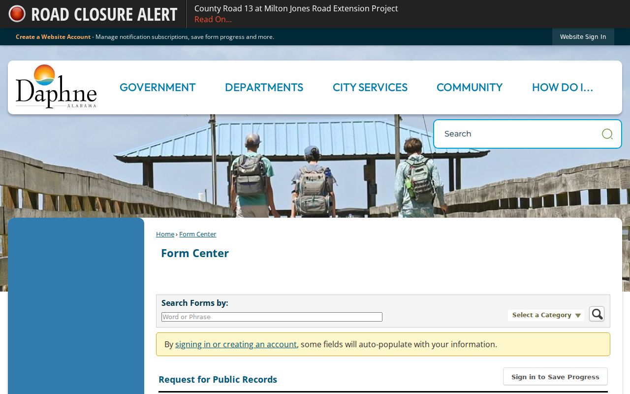 Daphne public records form for local criminal record requests