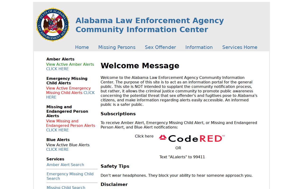Baldwin County sex offender search fields in the ALEA registry